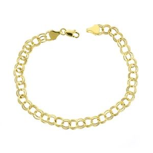6.0mm Ladies 14K Yellow Gold Round Charm Link Brac